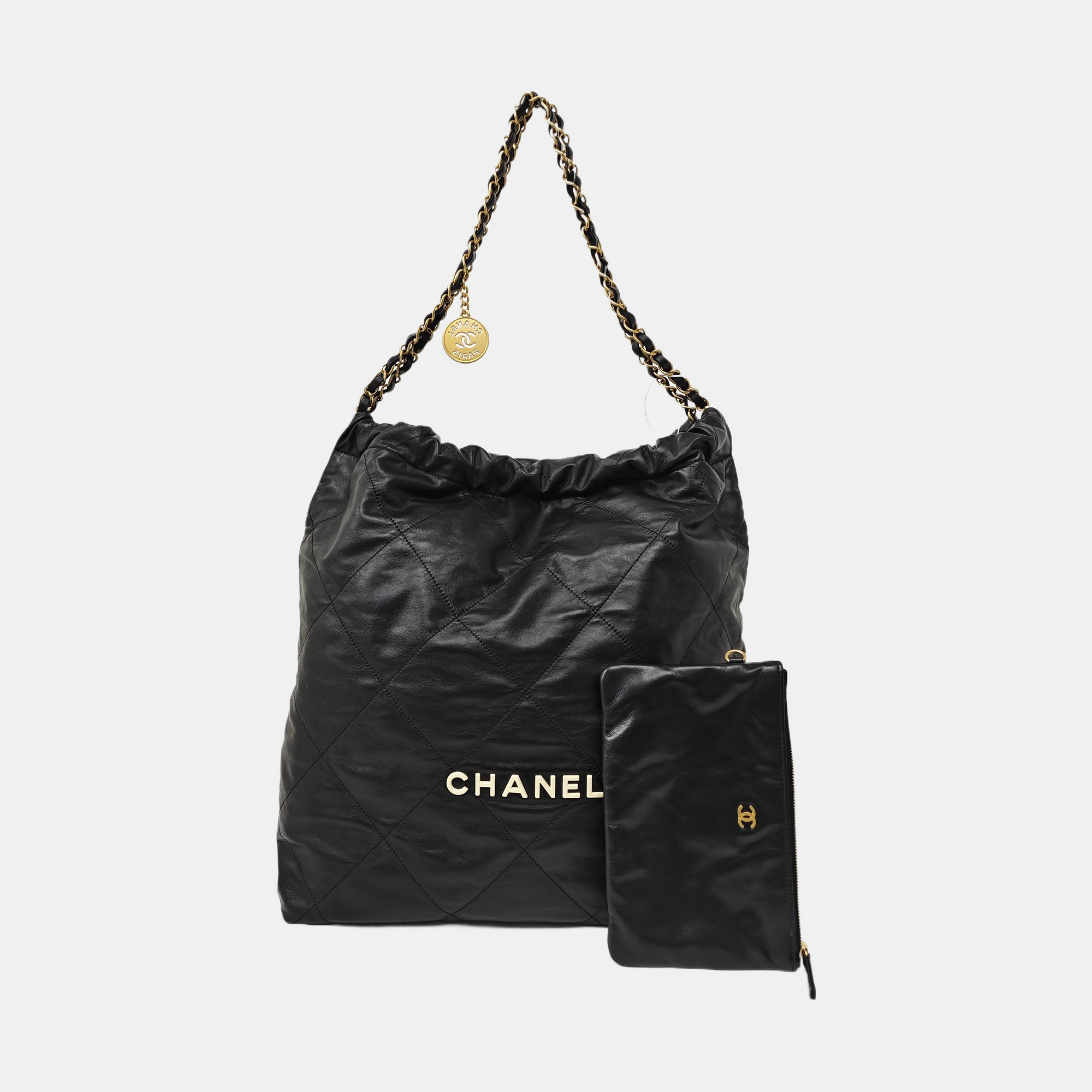 CHANEL 22 Medium Quilted Calfskin Black