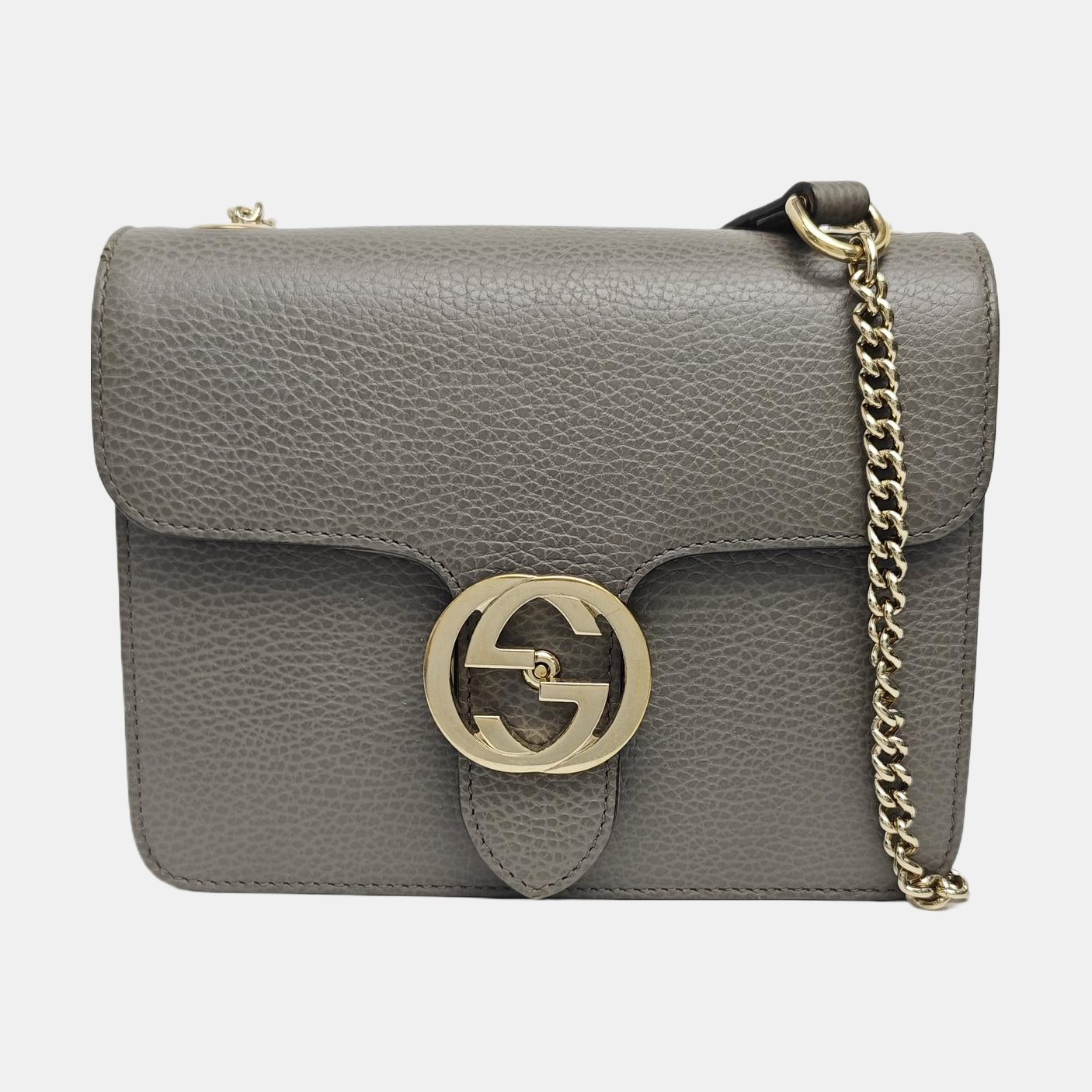 Interlocking G Small Calfskin Gray