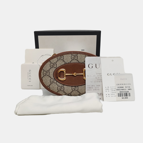 Authenticated pre-owned  Horsebit 1955 Monogram Coated Canvas Beige Coin Purse - Coin Purse at Looply
