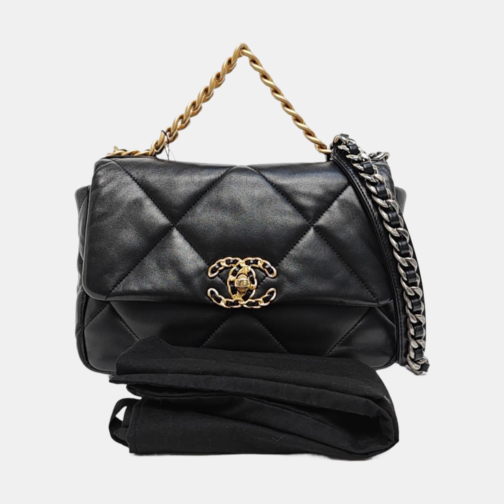 CHANEL 19 Small Quilted Lambskin Black