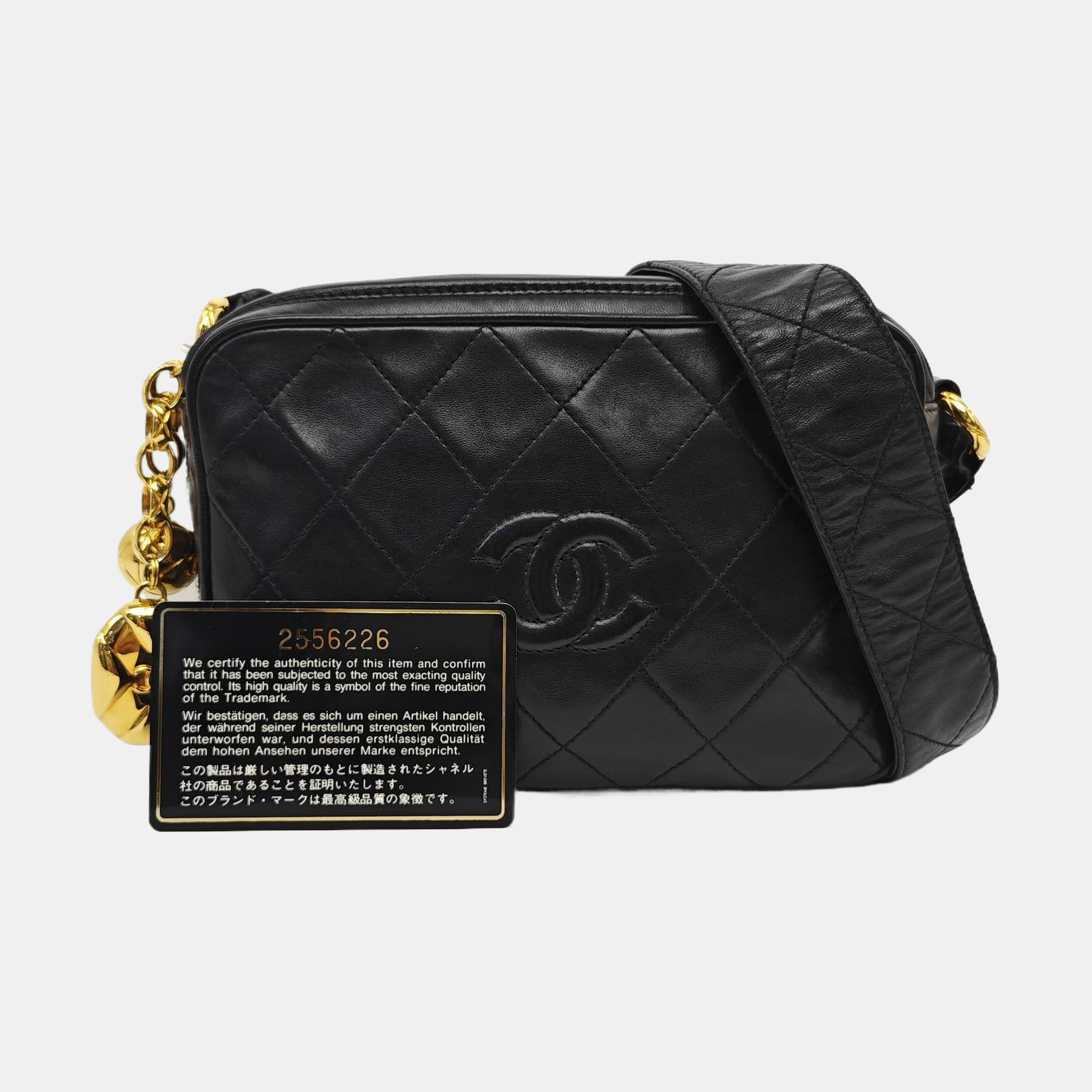 Quilted Lambskin Shoulder Bag Black