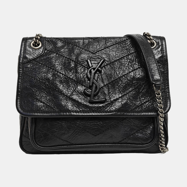 NIKI Small Chevron Calfskin Black