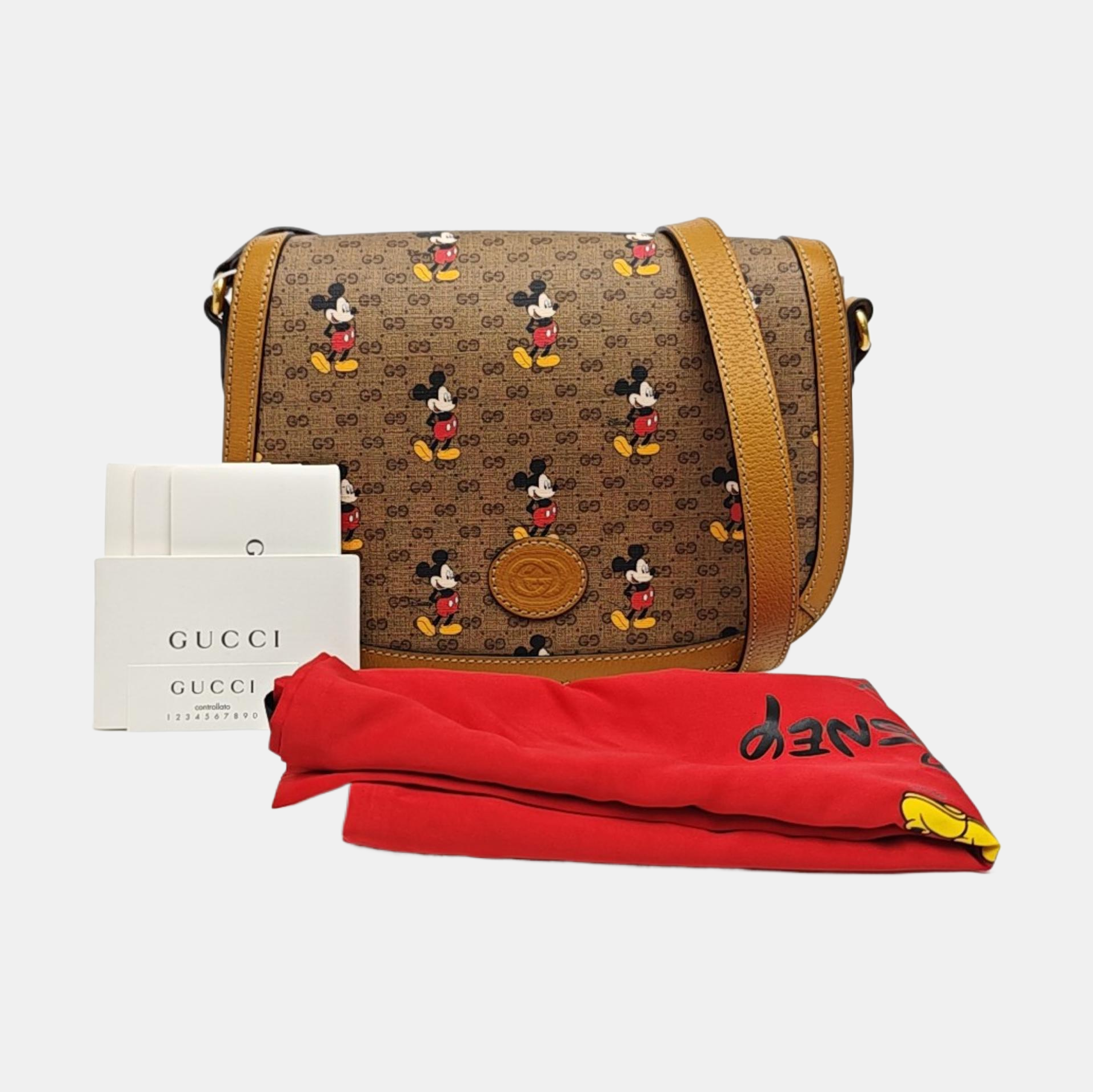 Disney X Gucci Small Monogram Coated Canvas Brown