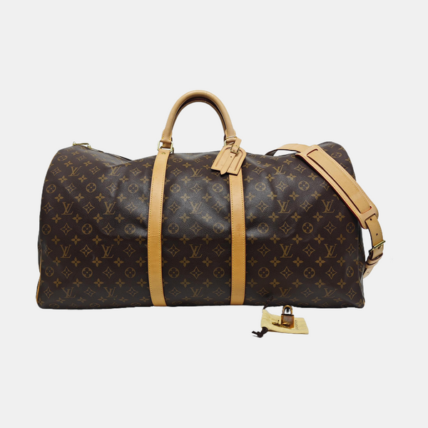 KEEPALL 60 Monogram Coated Canvas Brown