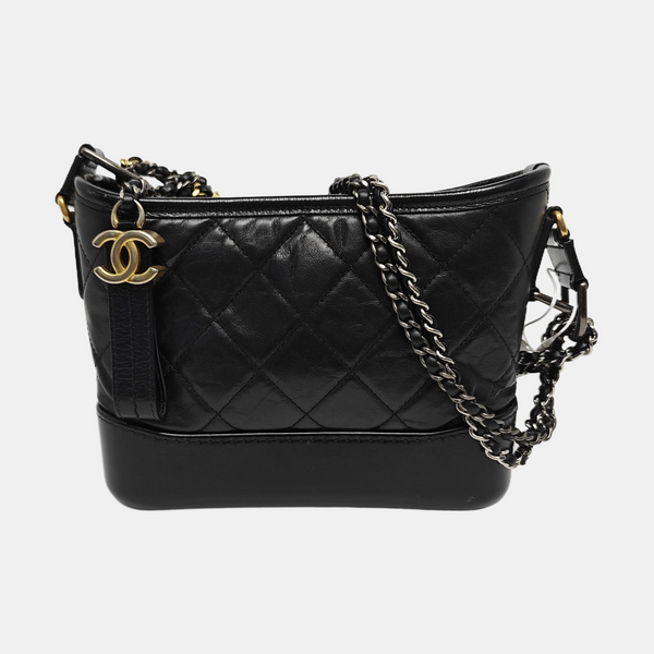GABRIELLE Small Quilted Vintage Calf Black