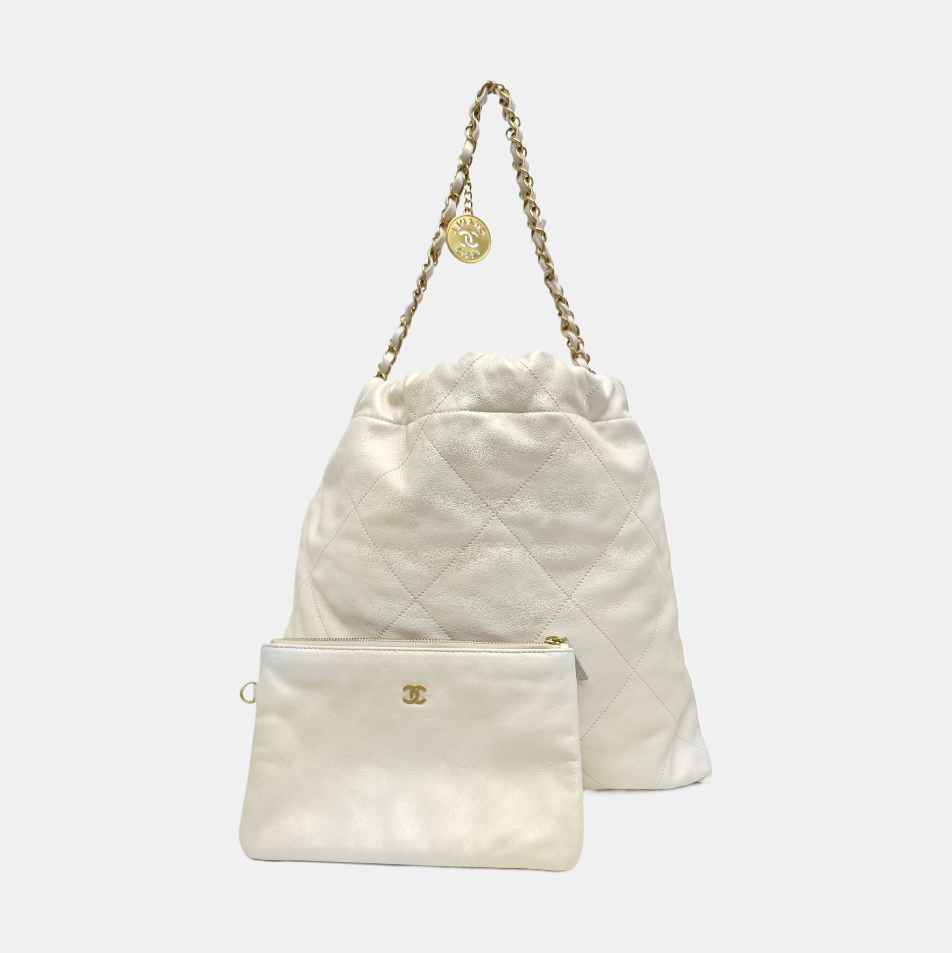 CHANEL 22 Medium Quilted Calfskin White
