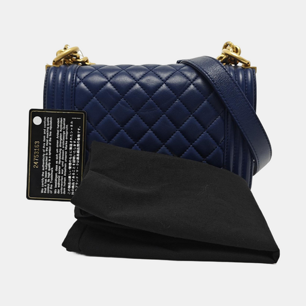 BOY CHANEL Small Quilted Lambskin Blue