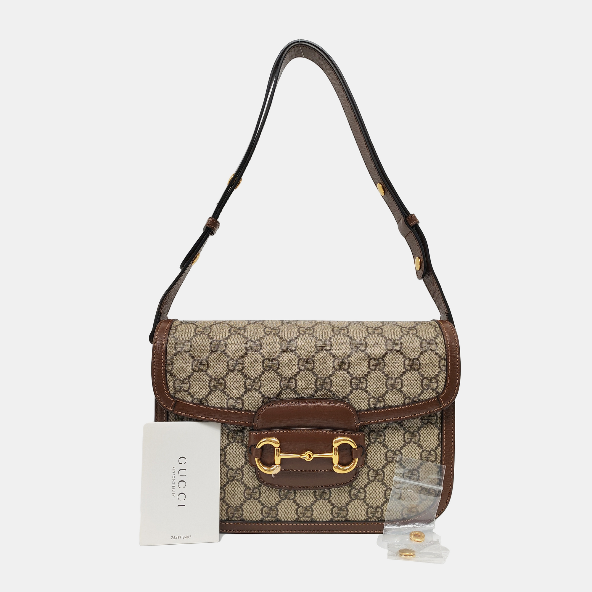 Horsebit 1955 Medium Monogram Coated Canvas Beige