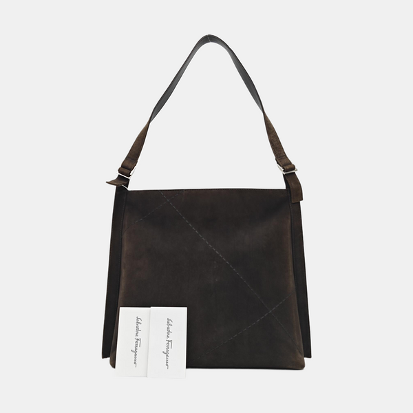 Suede Top Handle Bag Brown