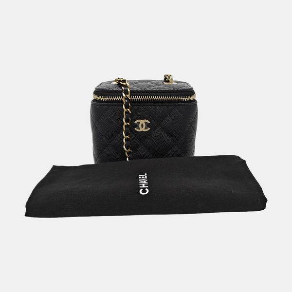 VANITY CASE Mini Quilted Grained Calfskin Black