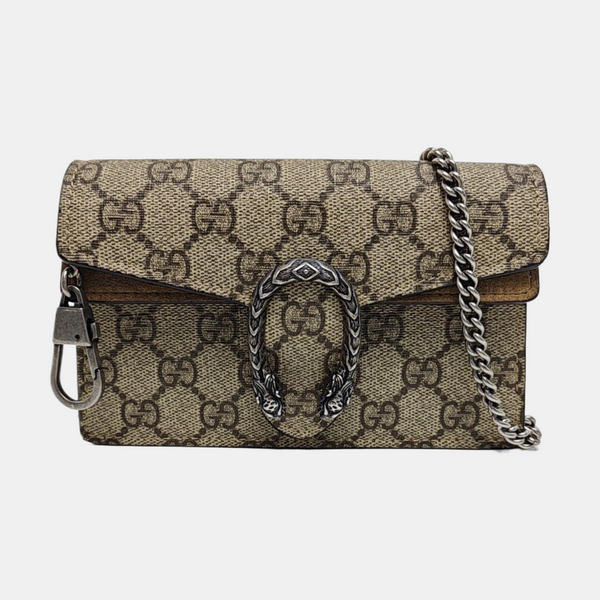 Dionysus Super Mini Monogram Coated Canvas Beige