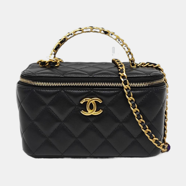 VANITY CASE Small Quilted Lambskin Black