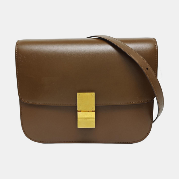Authenticated pre-owned  CLASSIC BOX Medium Calfskin Brown - Crossbody Bag at Looply
