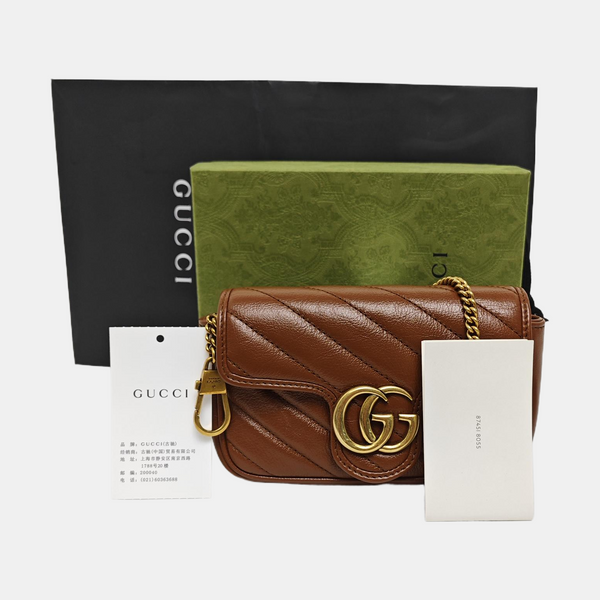 GG Marmont Mini Quilted Calfskin Brown
