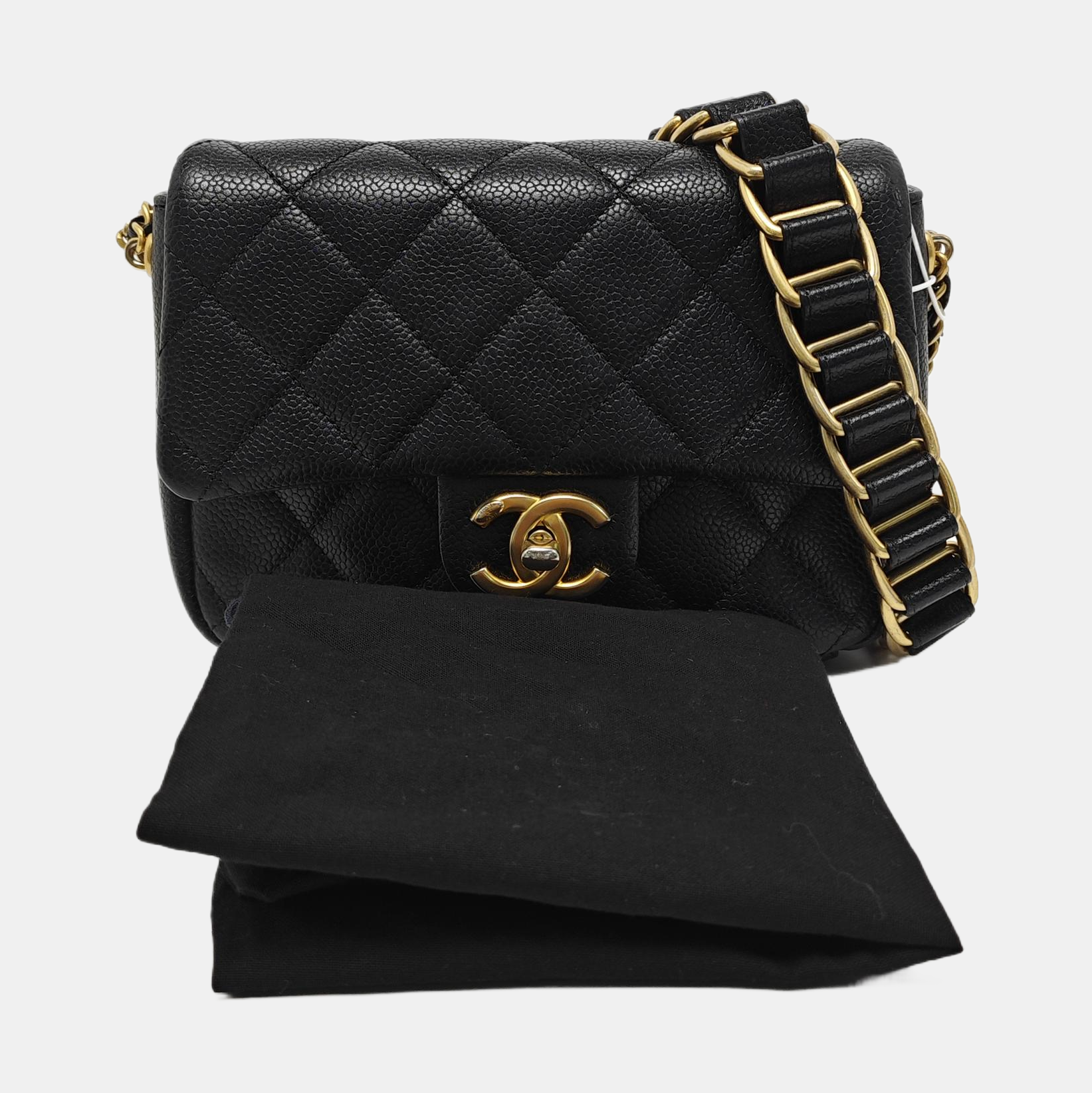 Authenticated pre-owned  CLASSIC FLAP Small Quilted Grained Calfskin Black - Shoulder Bag at Looply