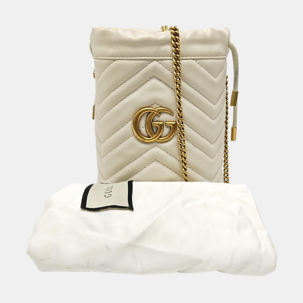 GG Marmont Mini Quilted Calfskin White