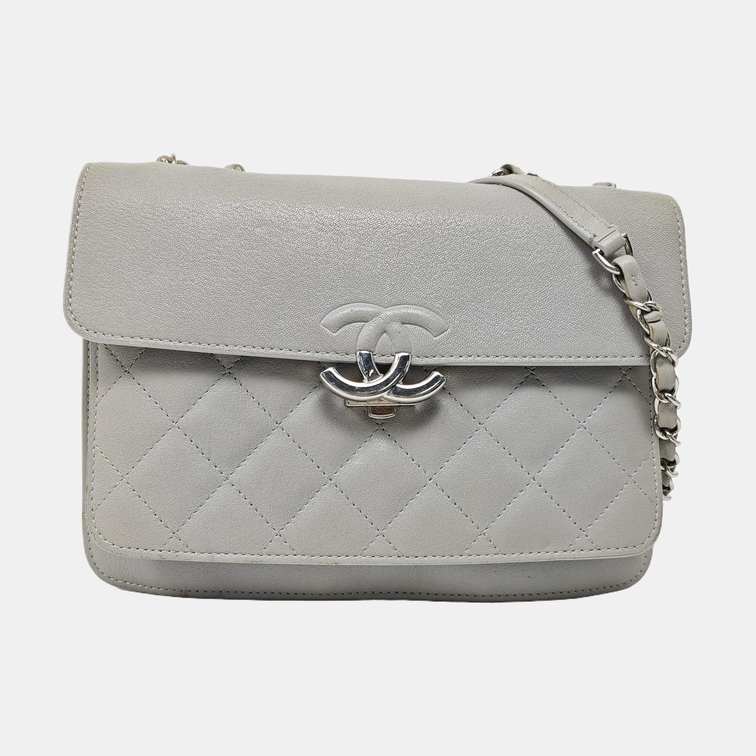CC BOX Quilted Lambskin Gray
