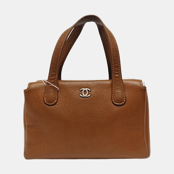 Grained Calfskin Shoulder Bag Brown