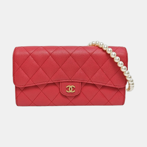 Cartera rosa de piel de cordero acolchada CLÁSICA CON SOLAPA
