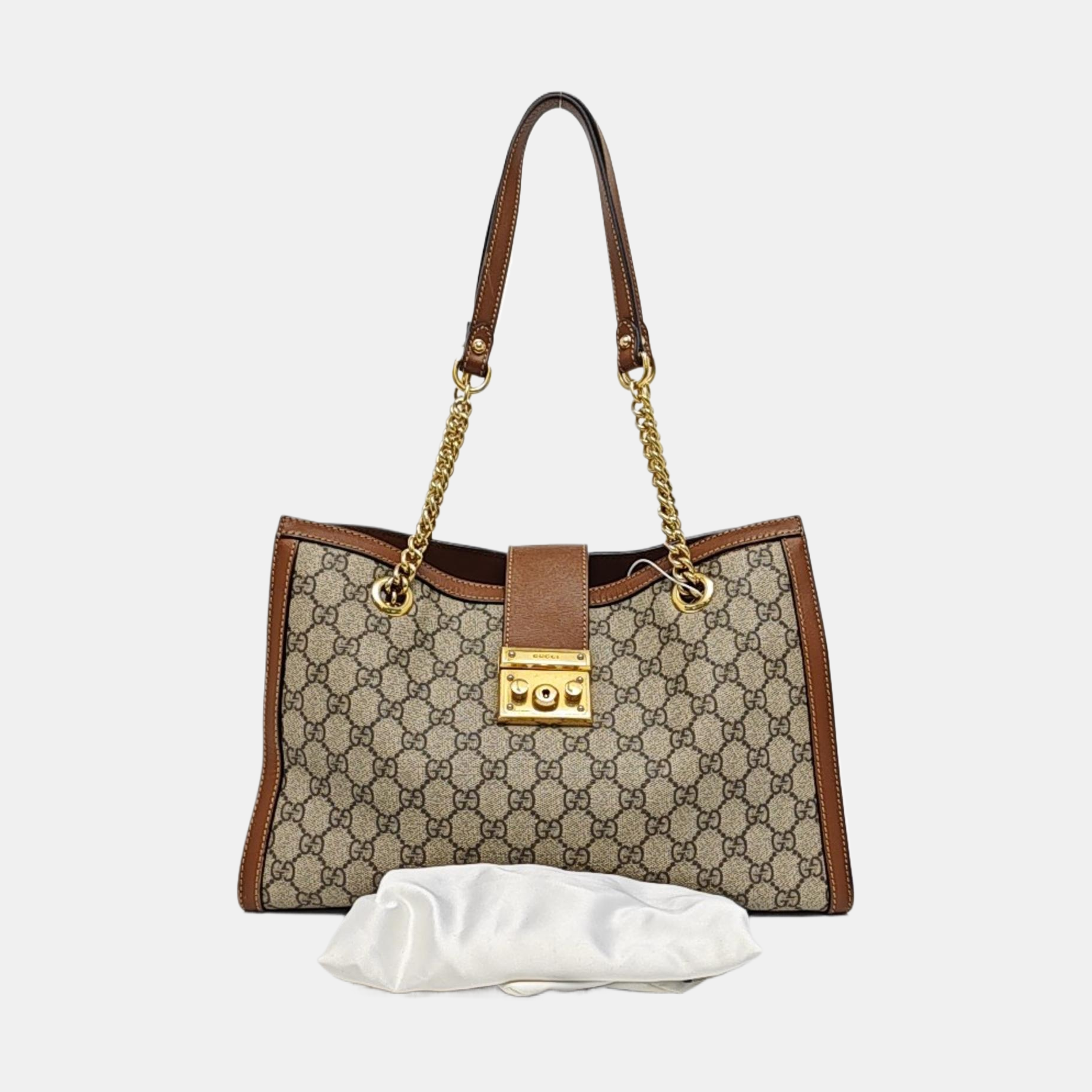 Padlock Medium Monogram Coated Canvas Beige