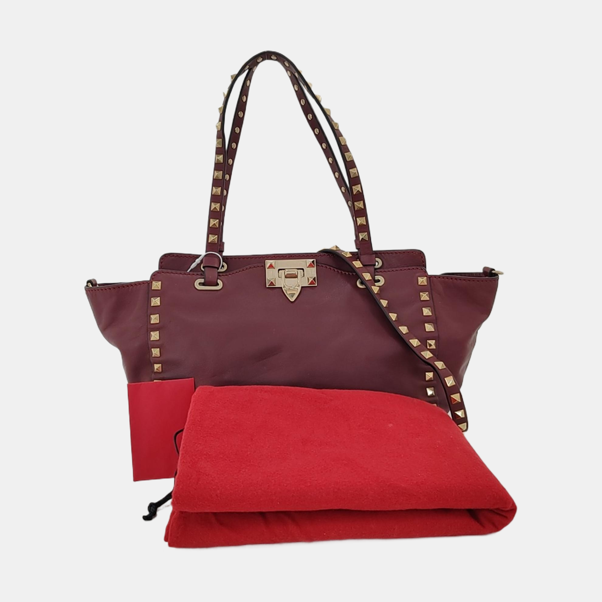 Rockstud Small Calfskin Red