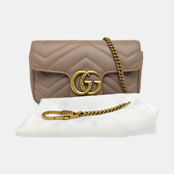 GG Marmont Mini Quilted Calfskin Beige