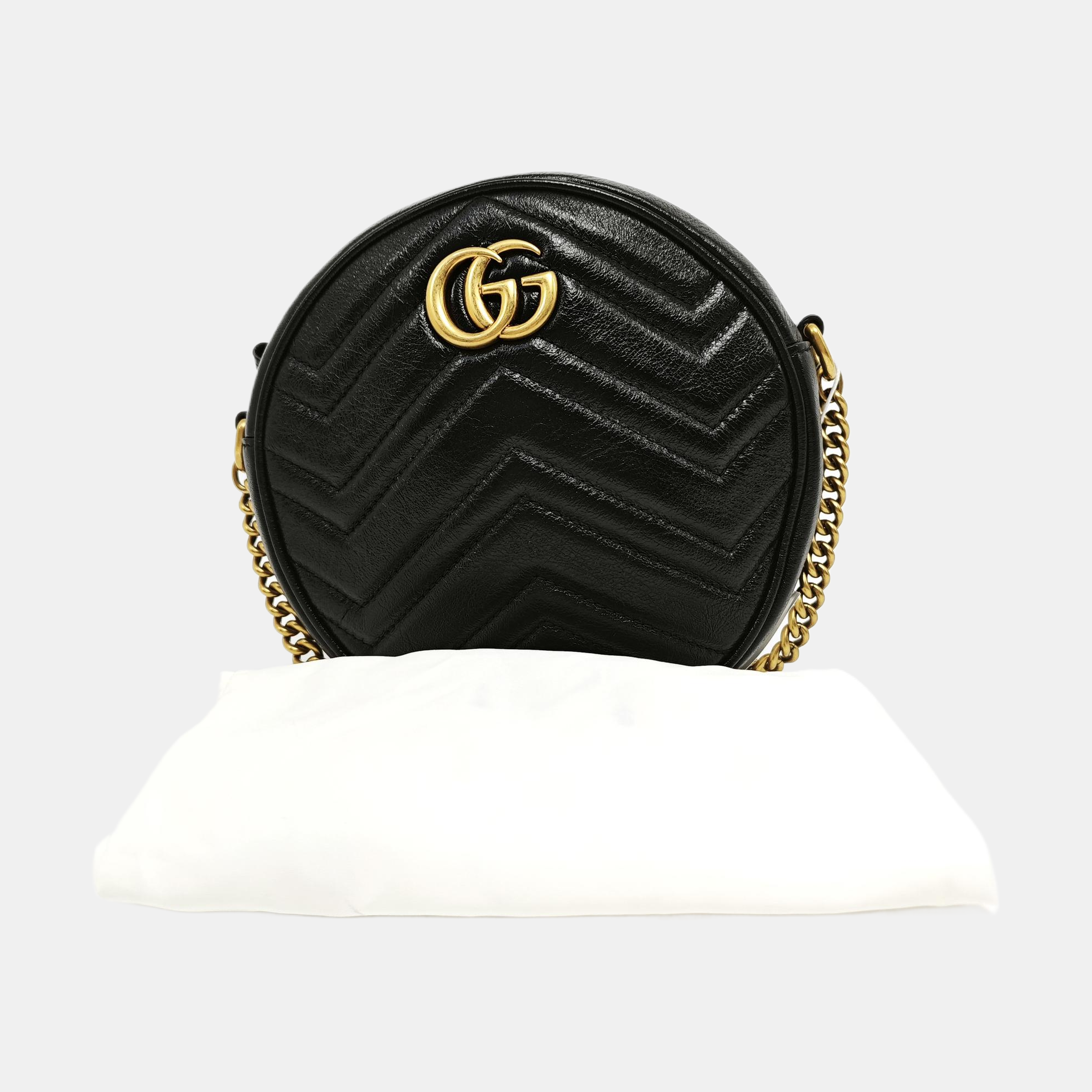 Authenticated pre-owned  GG Marmont Mini Quilted Calfskin Black - Shoulder Bag at Looply