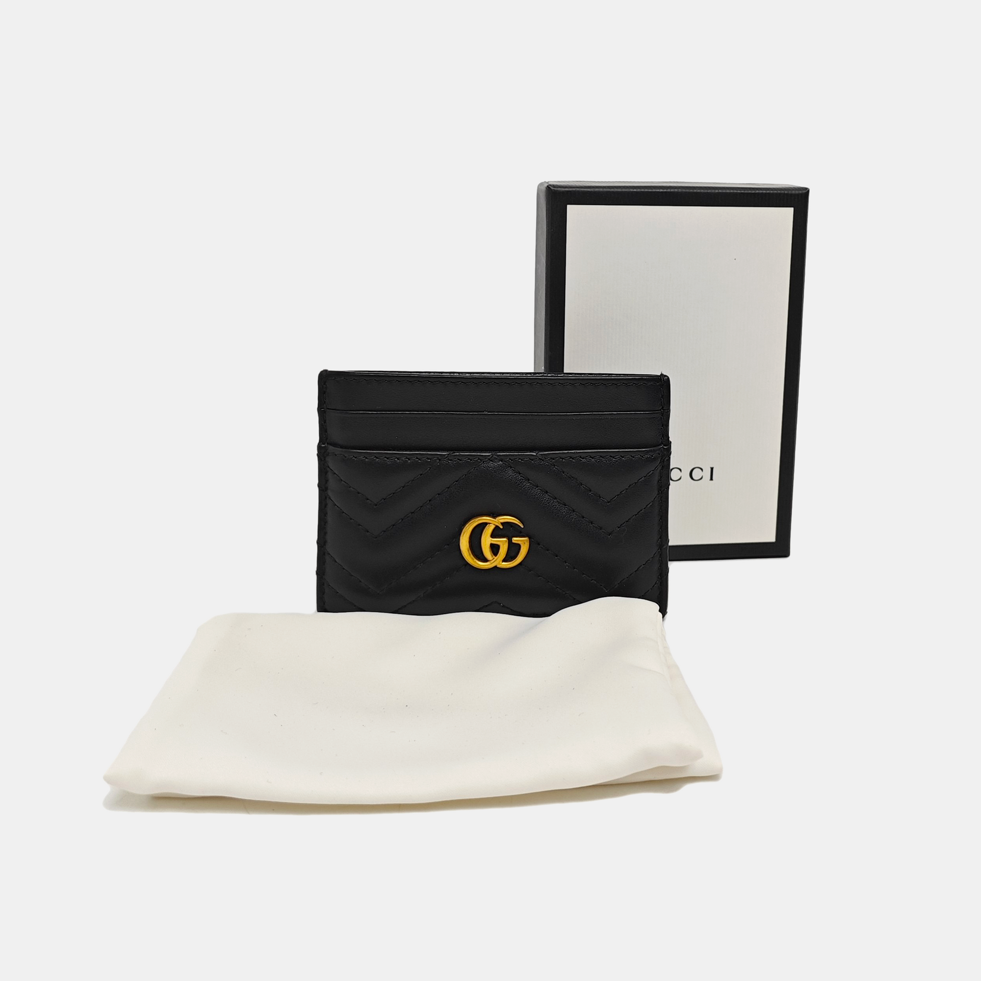 Authenticated pre-owned  GG Marmont Quilted Calfskin Black Card Holder - Card Holder at Looply
