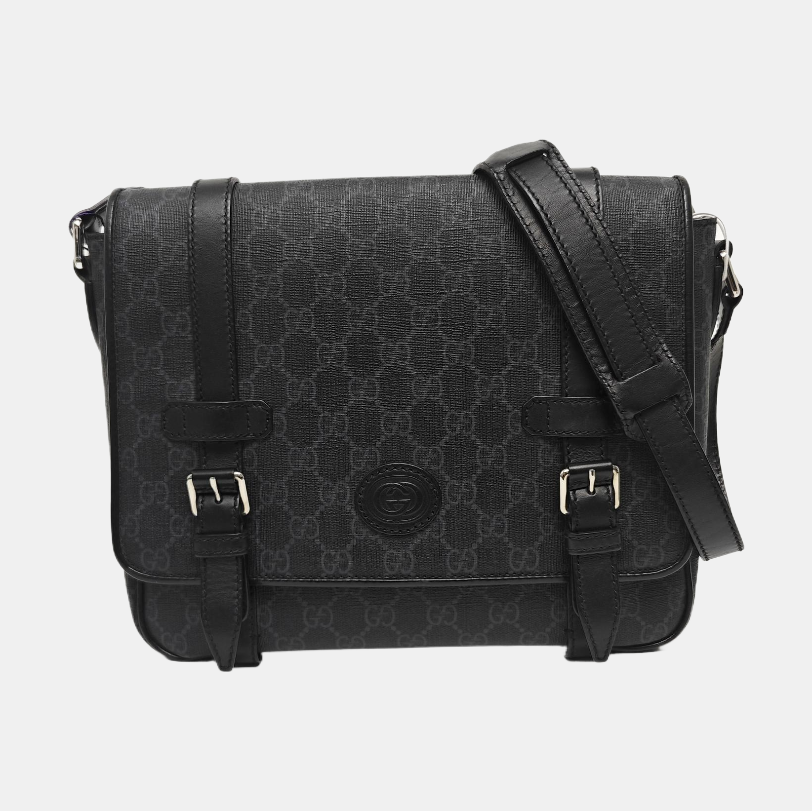 Monogram Coated Canvas Shoulder Bag Black