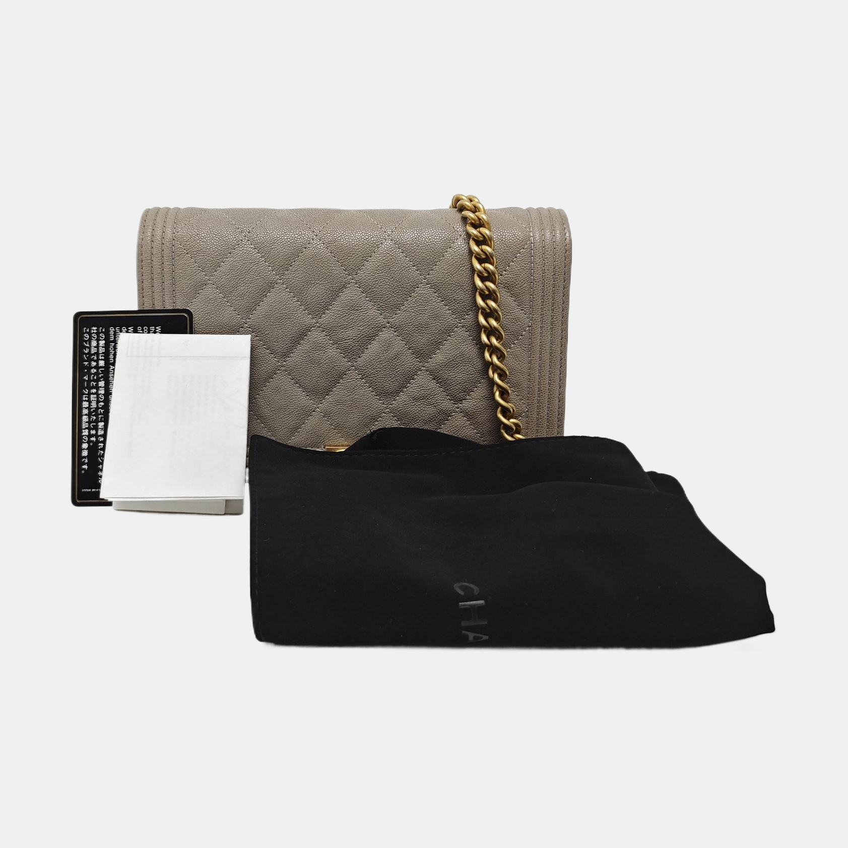Authenticated pre-owned  BOY CHANEL WOC Quilted Grained Calfskin Grey - Shoulder Bag at Looply