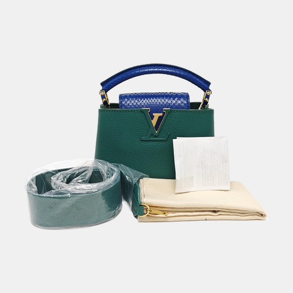 Authenticated pre-owned  CAPUCINES Mini Calfskin Green - Shoulder Bag at Looply