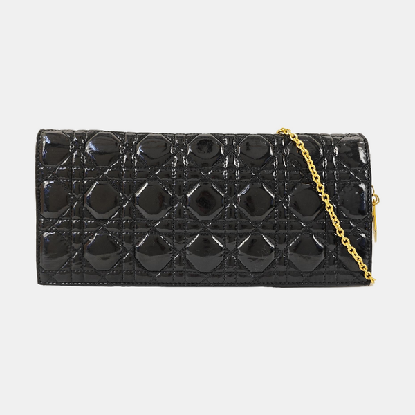Lady Dior Medium Cannage Patent Leather Black