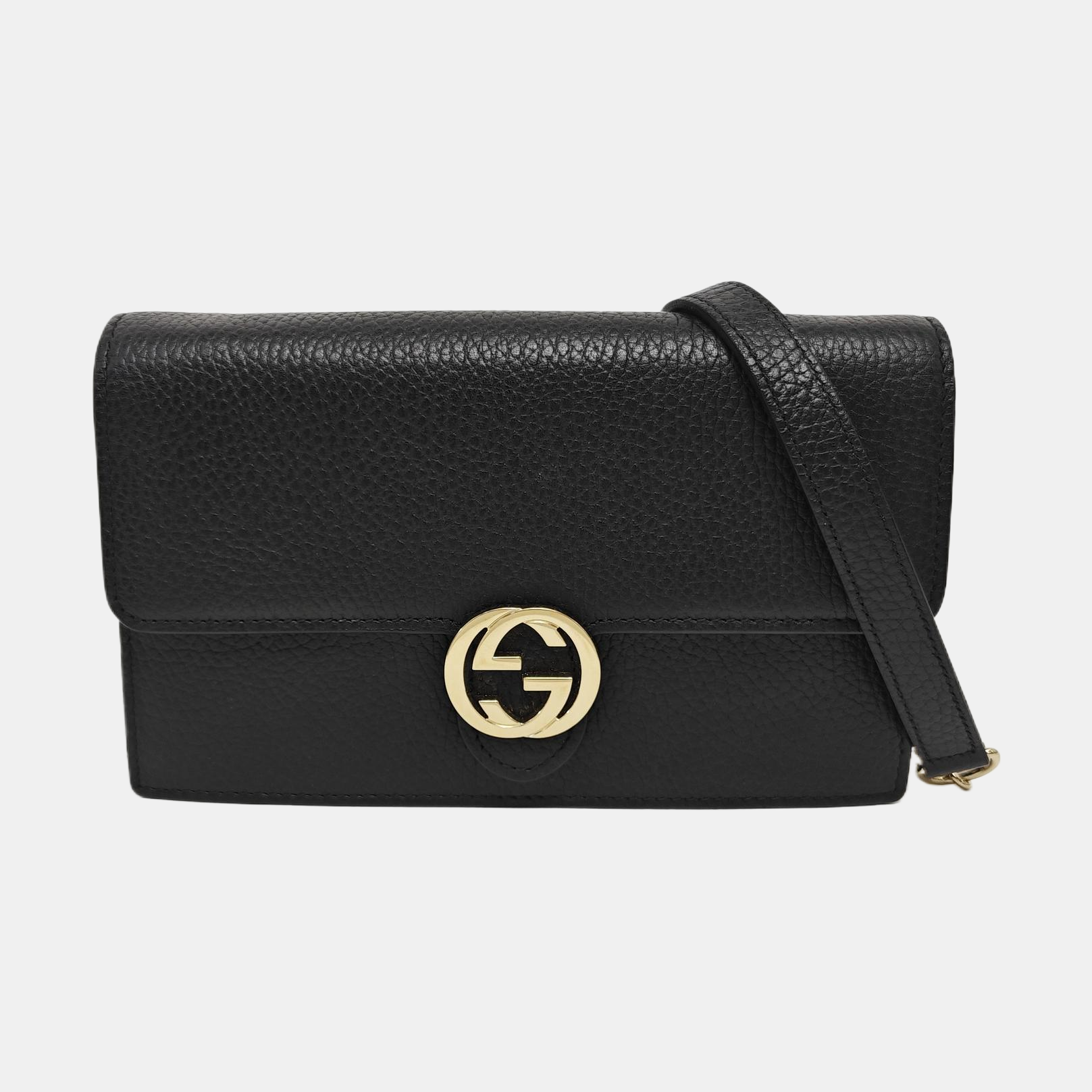 Interlocking G Small Calfskin Black