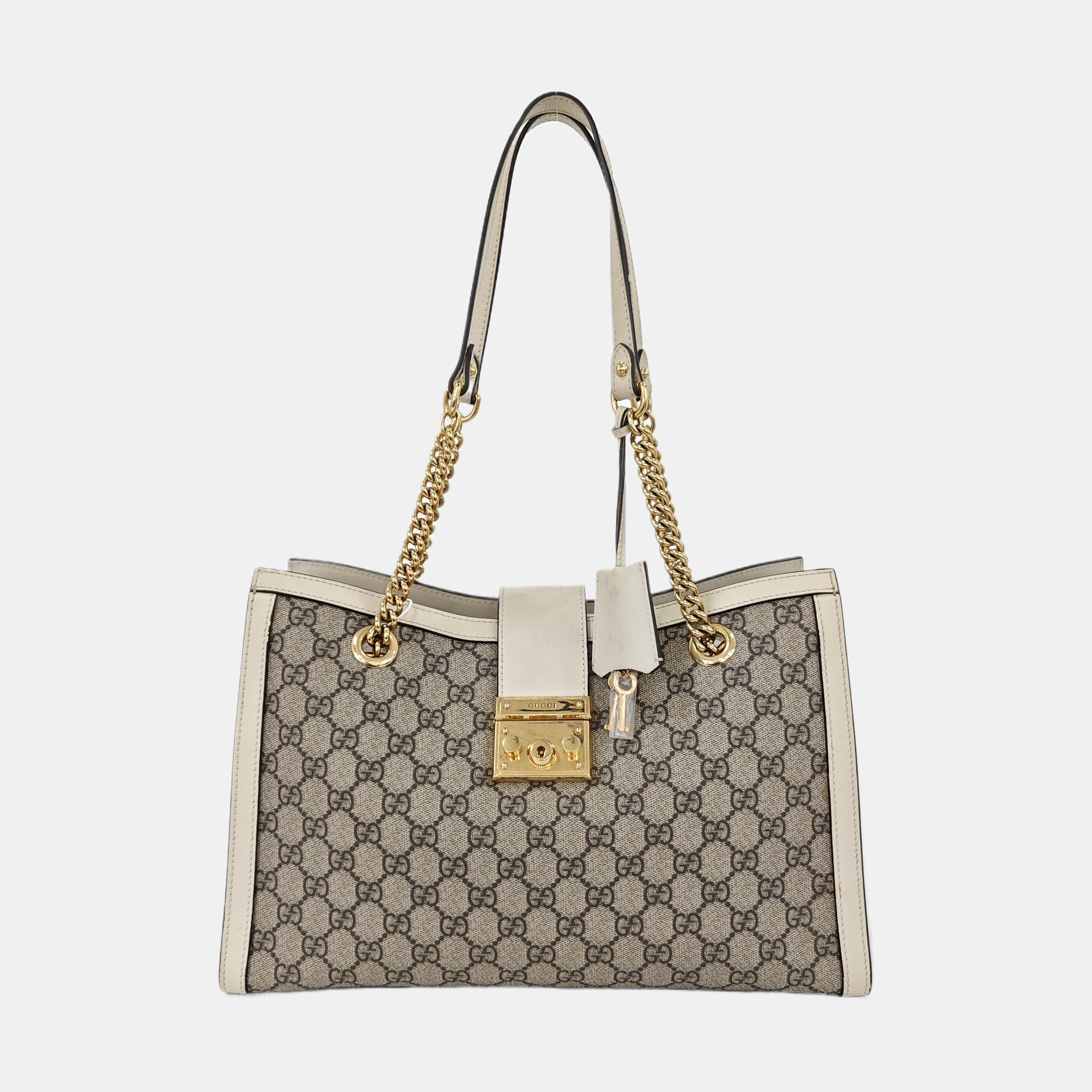 Authenticated pre-owned  Padlock Medium Monogram Coated Canvas Beige - Shoulder Bag at Looply