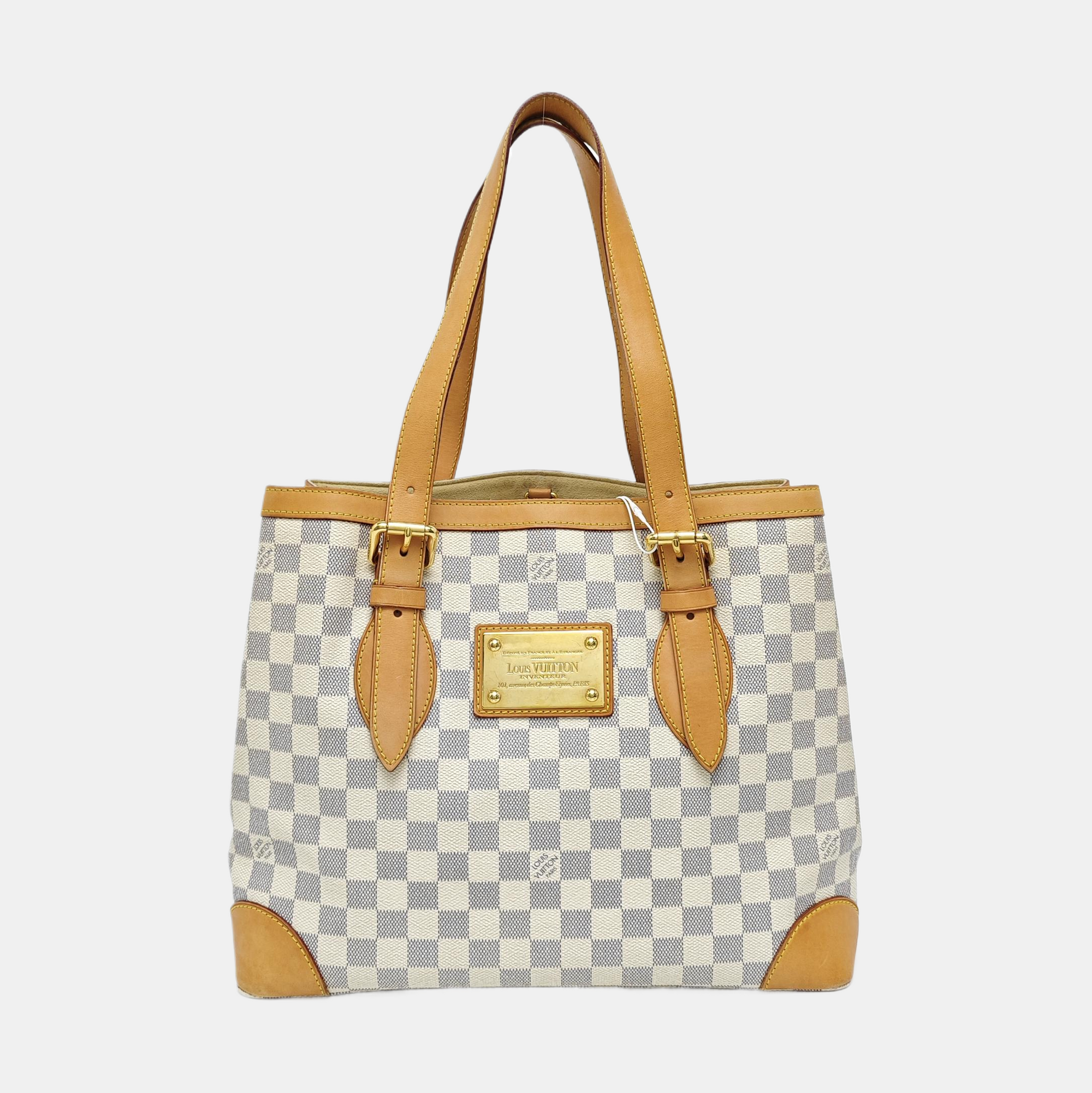 HAMPSTEAD MM Damier Azur Coated Canvas White