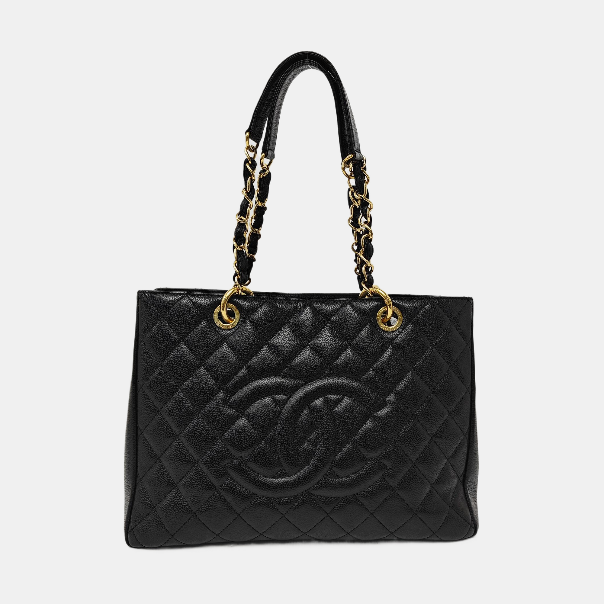 CHANEL GST Large Quilted Grained Calfskin Black