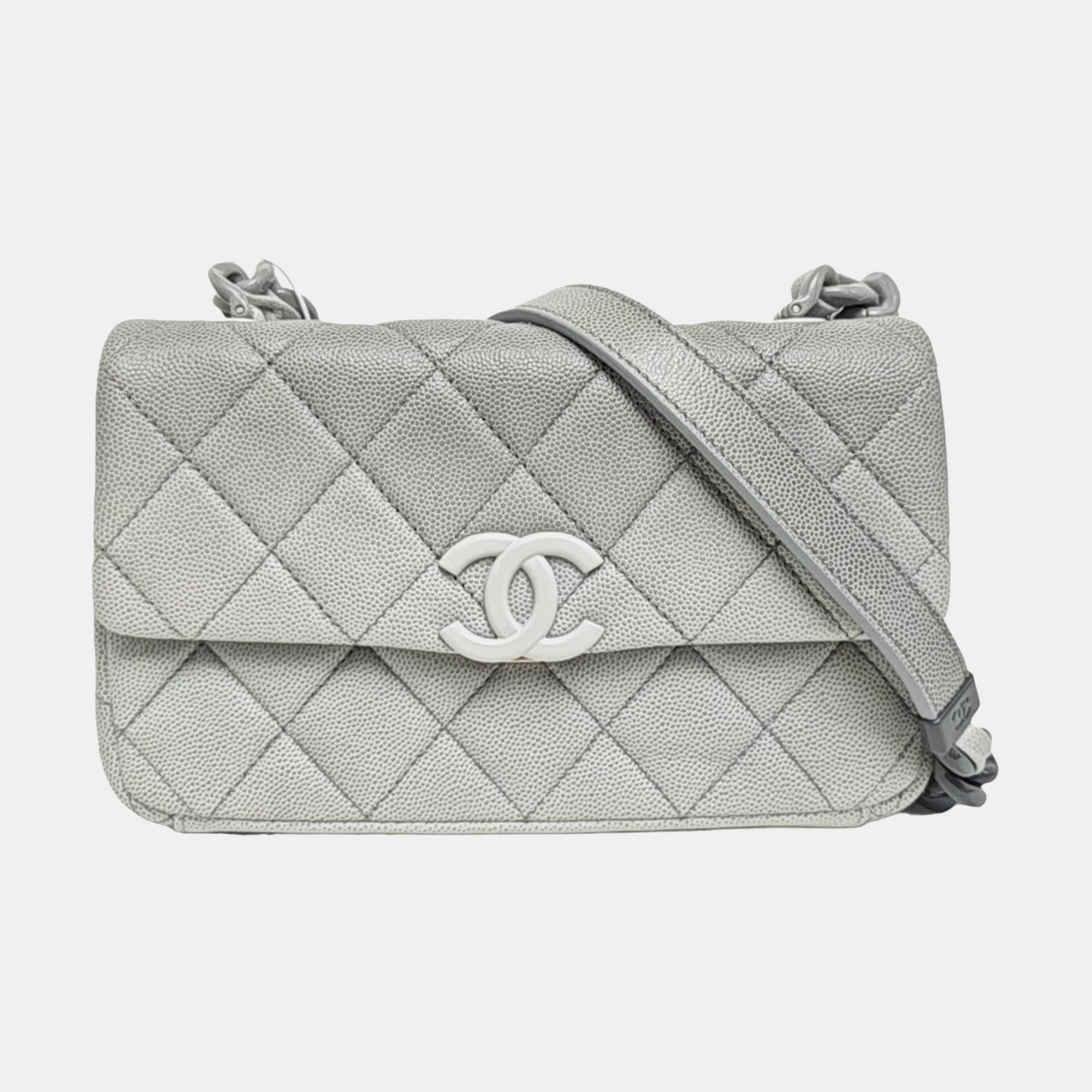 Grained Calfskin Shoulder Bag Green