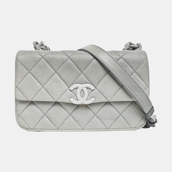 Grained Calfskin Shoulder Bag Green