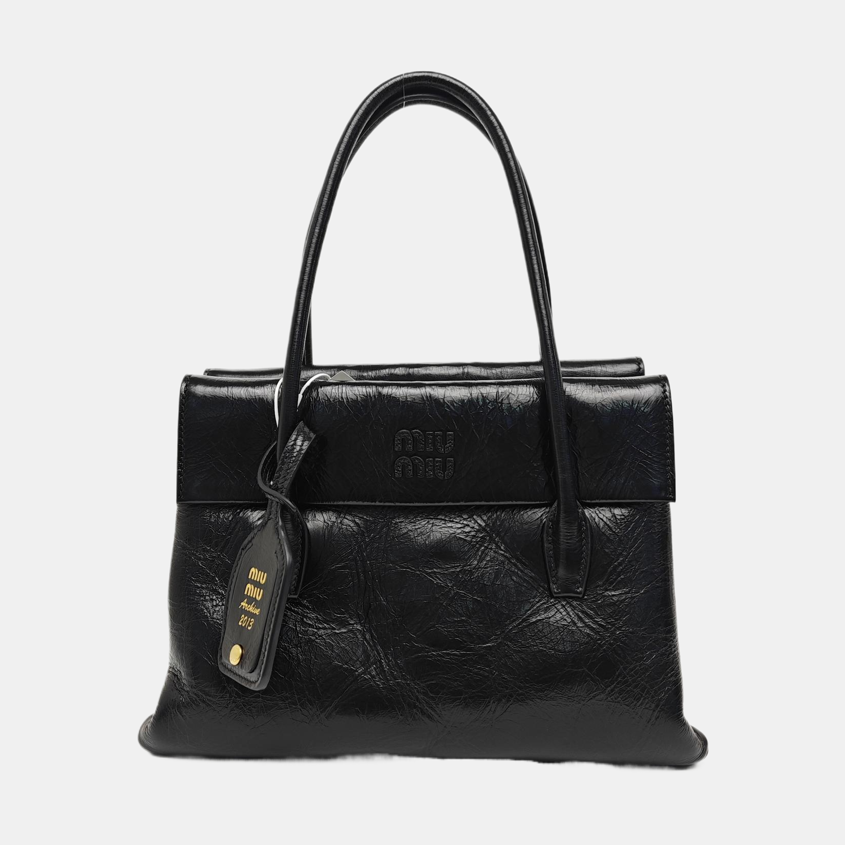 Calfskin Top Handle Bag Black