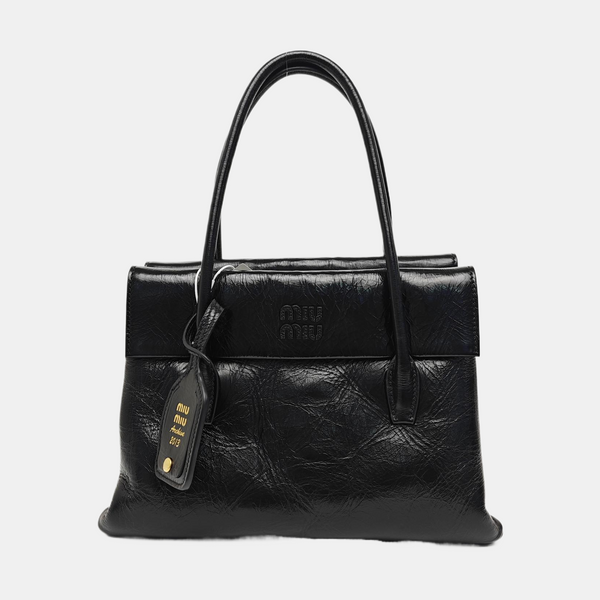 Calfskin Top Handle Bag Black
