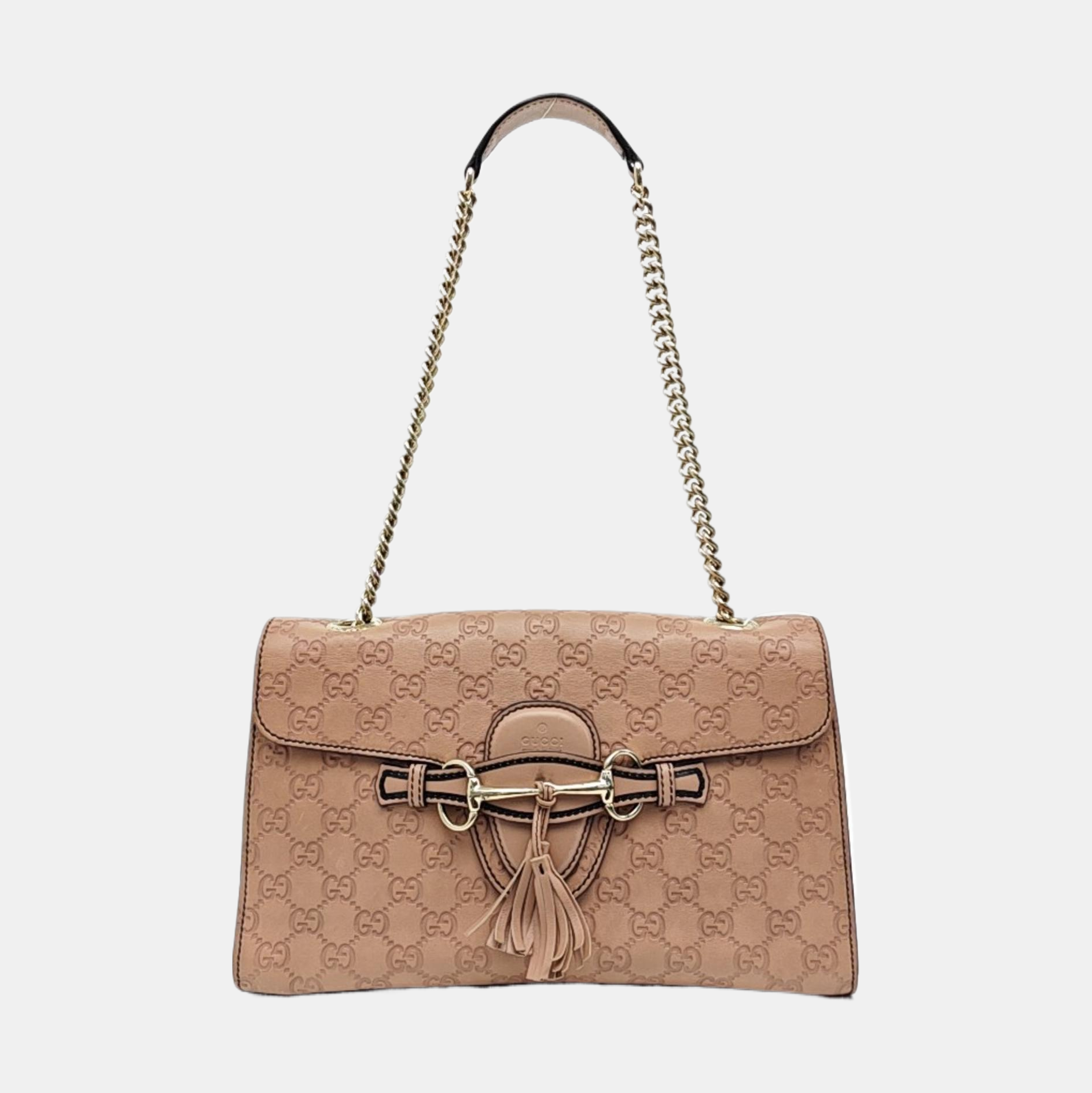 Emily Chain Monogram Calfskin Beige