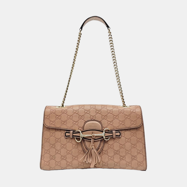 Emily Chain Monogram Calfskin Beige