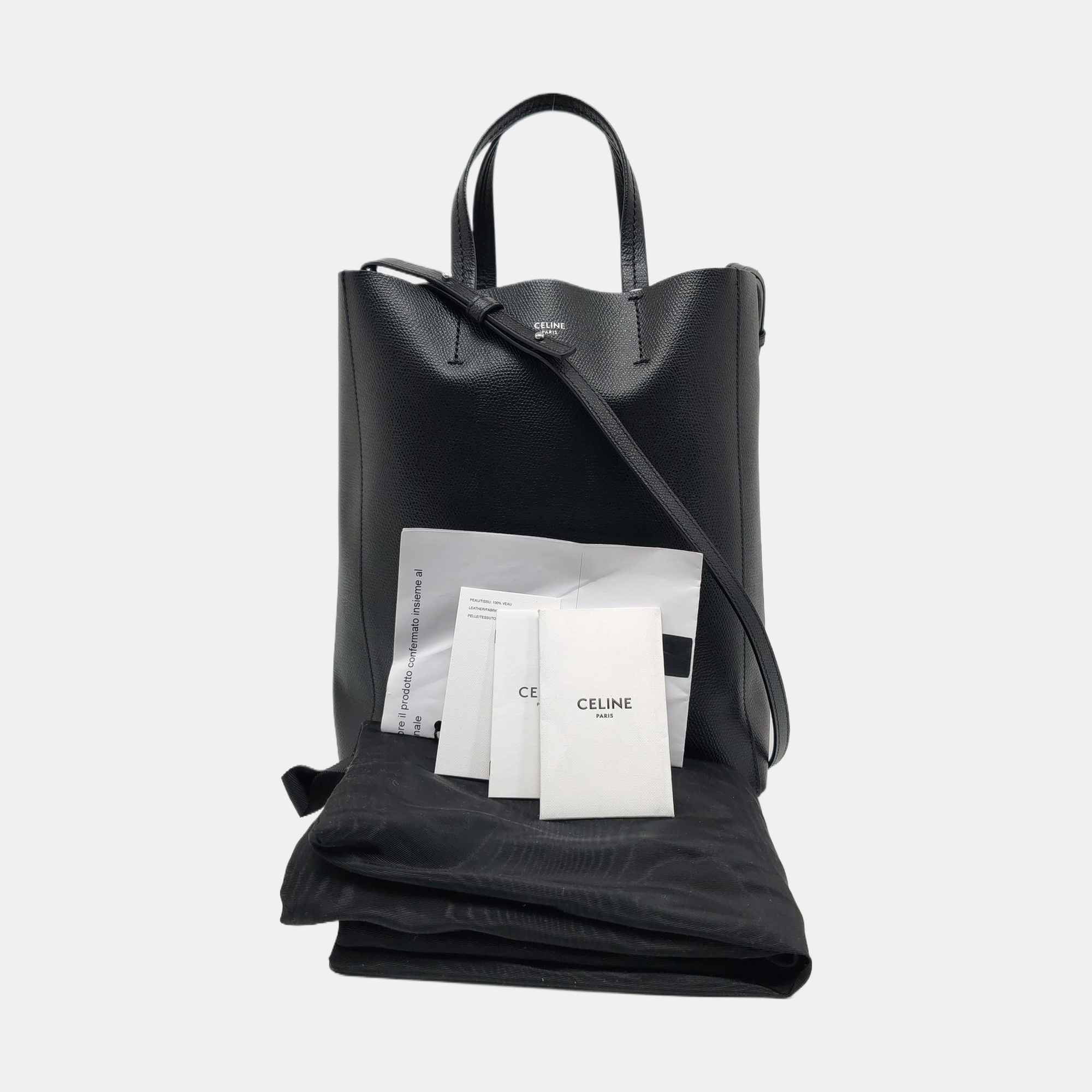 Authenticated pre-owned  VERTICAL CABAS Small Calfskin Black - Tote Bag at Looply