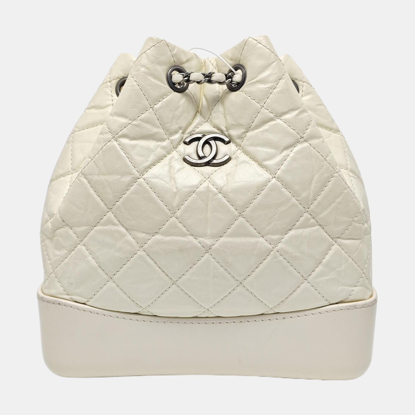 GABRIELLE Small Quilted Calfskin White