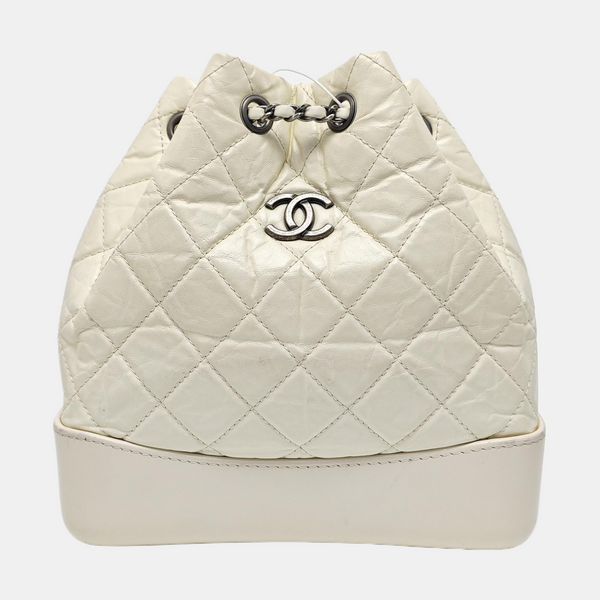 GABRIELLE Small Quilted Calfskin White