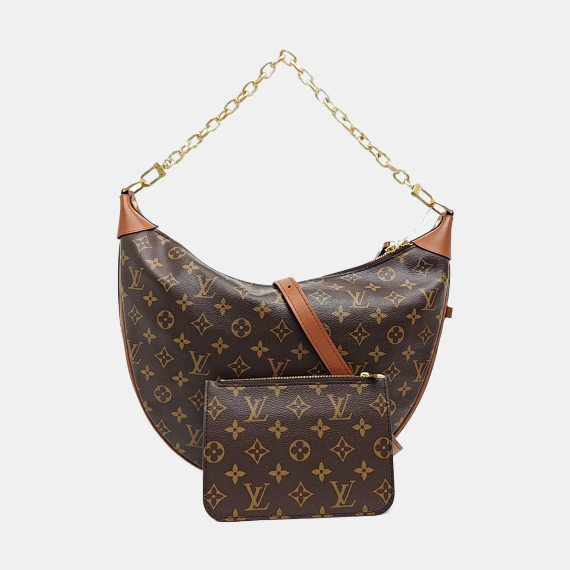 LOOP HOBO Monogram Coated Canvas Brown