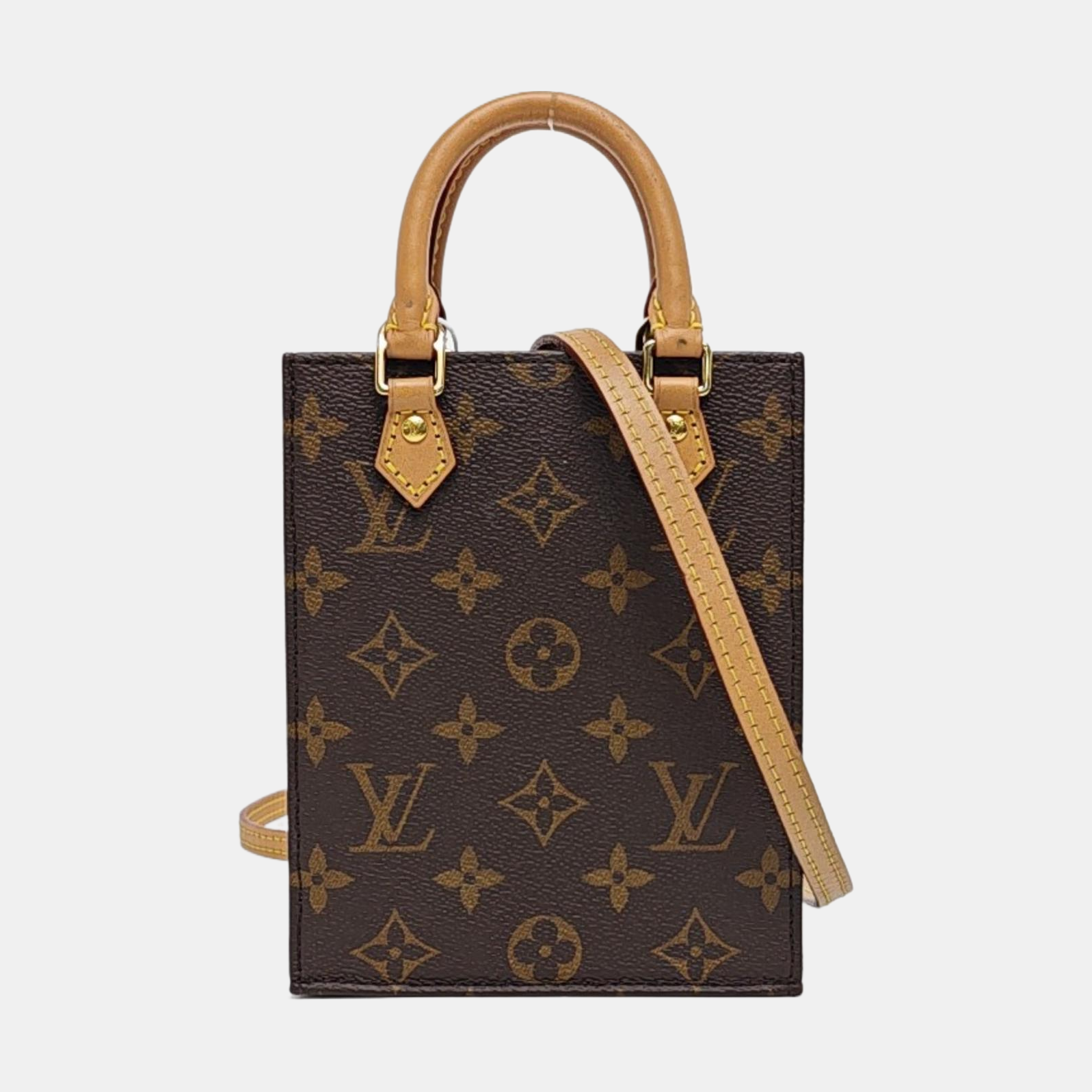 SAC PLAT Mini Monogram Coated Canvas Brown