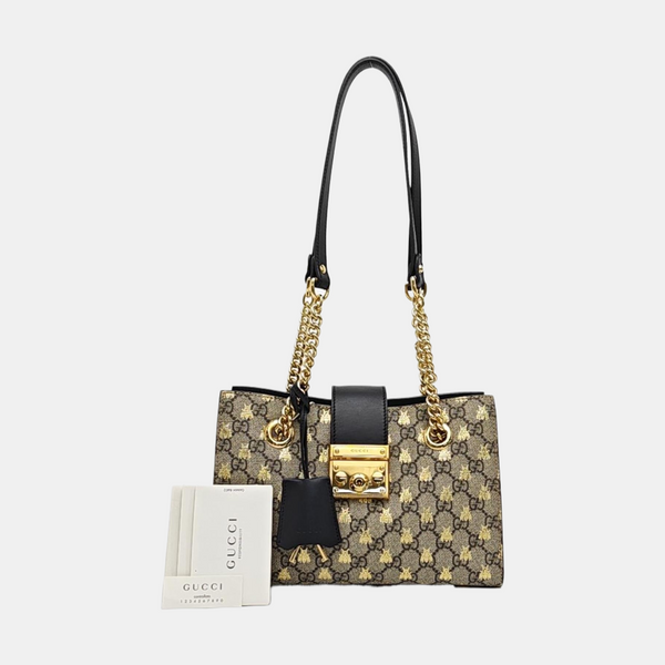 Padlock Small Monogram Coated Canvas Beige