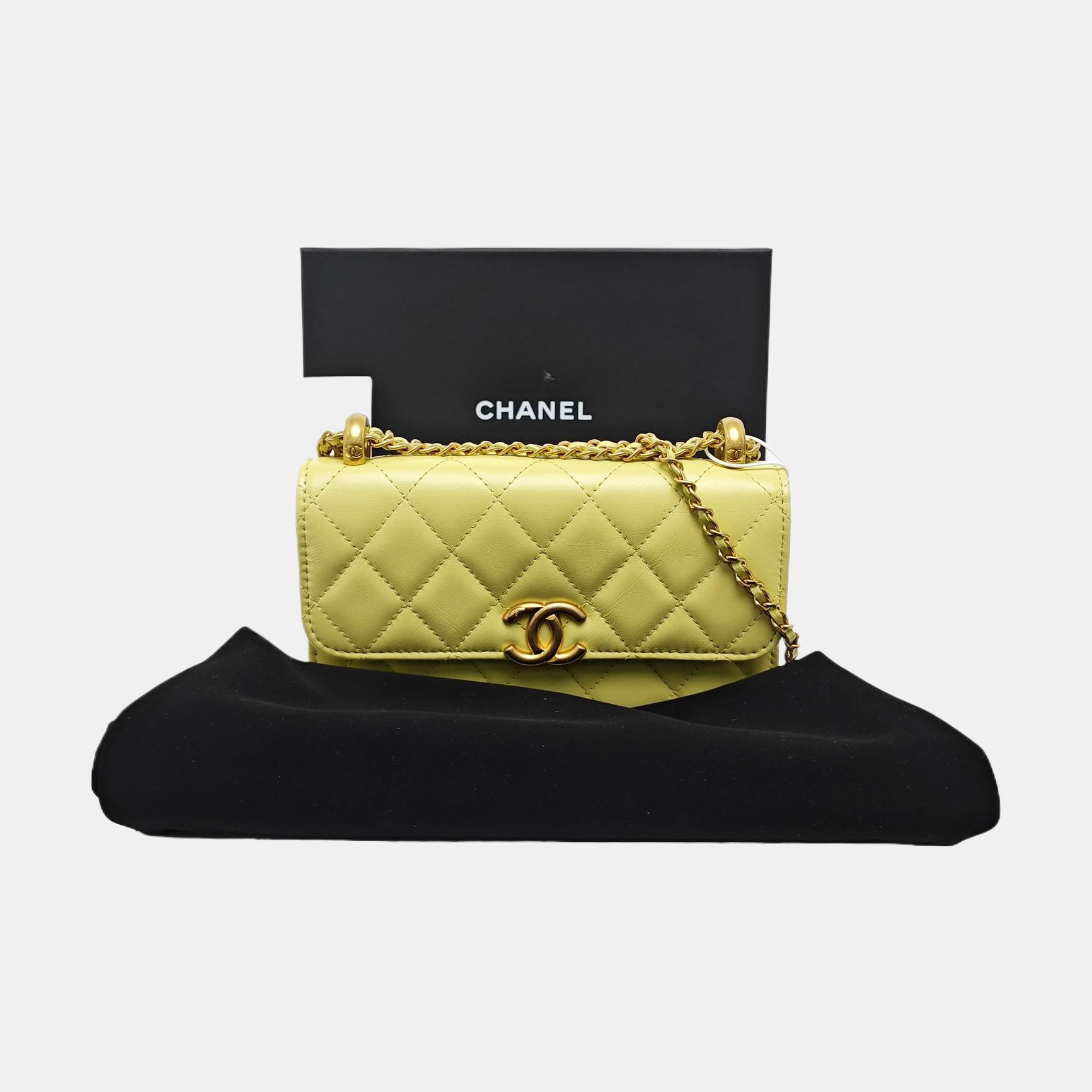 Quilted Calfskin Shoulder Bag Yellow