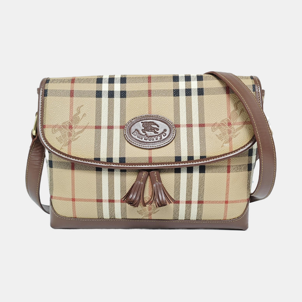 Coated Canvas Shoulder Bag Beige